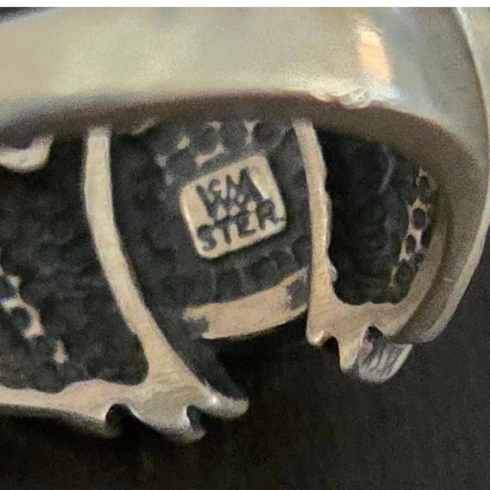 WM‎ Co Sterling Silver 925 Diamond Cut Ring Black Hematite Art Deco Design